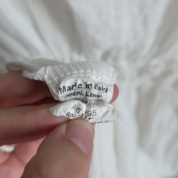 Terzo Millennio 100% Linen White Maxi Dress Women's Size Medium EUC - Picture 8 of 8